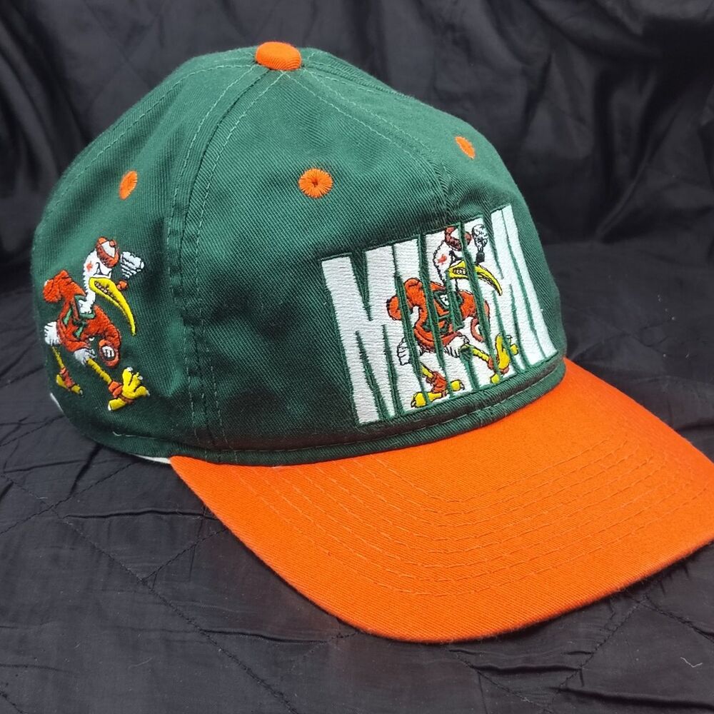 Miami Hurricanes #1 Apparel Snapback Baseball Cap Adjustable Green Orange Men's
